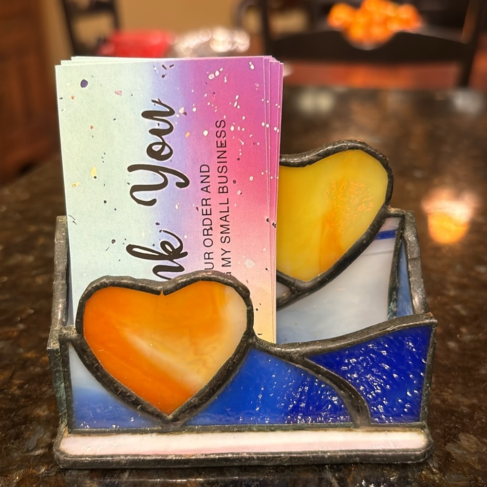 Stain Glass Double Heart Card Holder - Picture 11 of 15